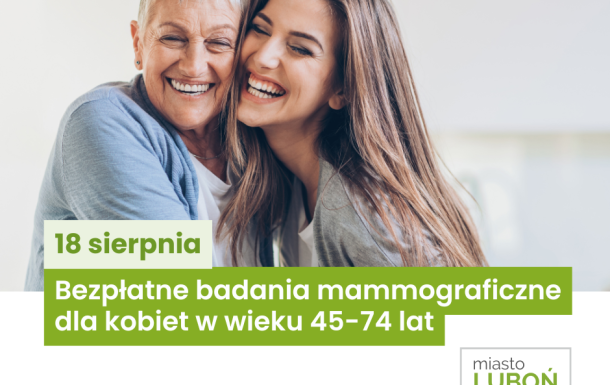 Bezpłatne badania mammograficzne - 18 sierpnia 2026 roku 