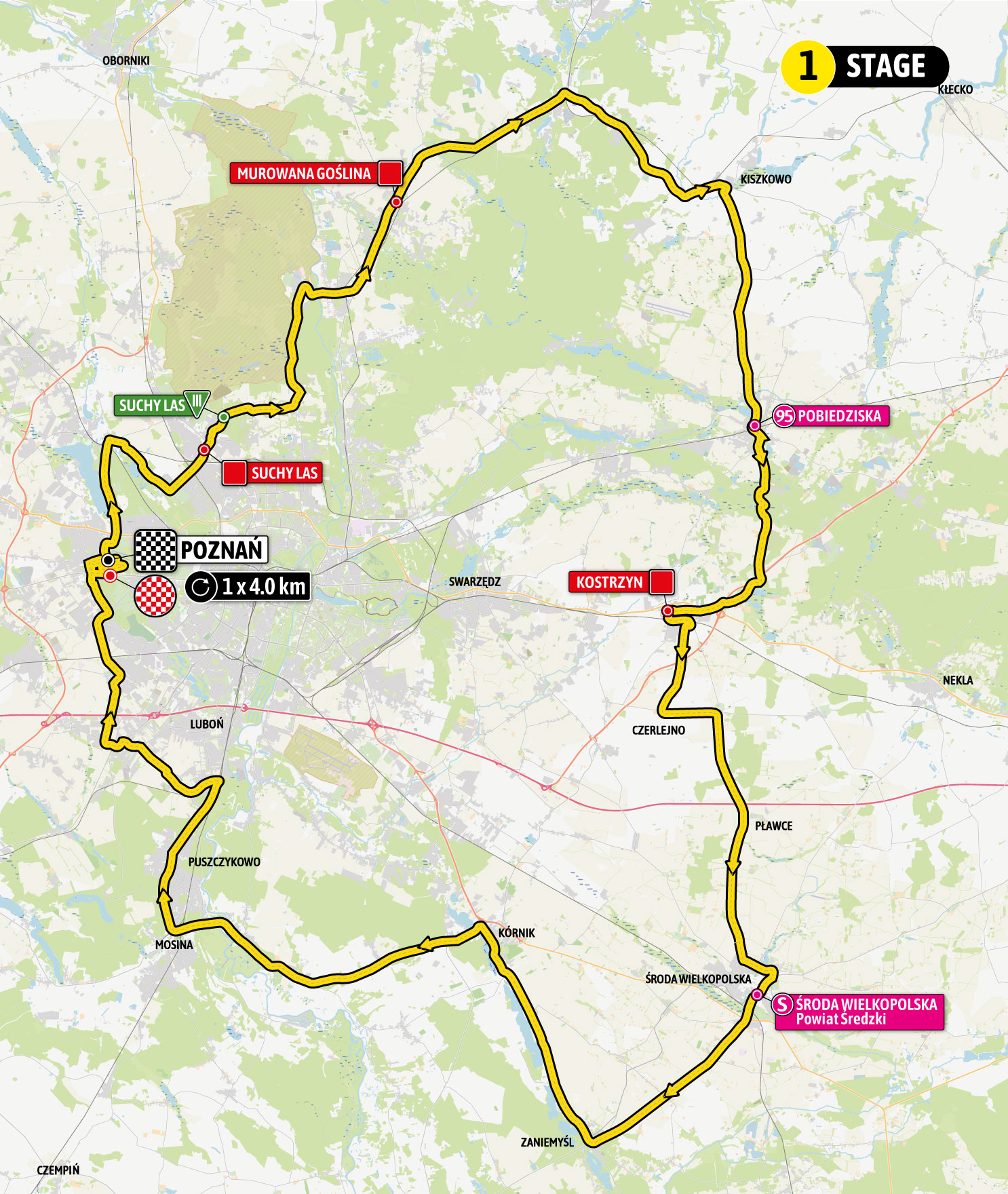 mapa 1 etapu Tour de Pologne - https://www.tourdepologne.pl/