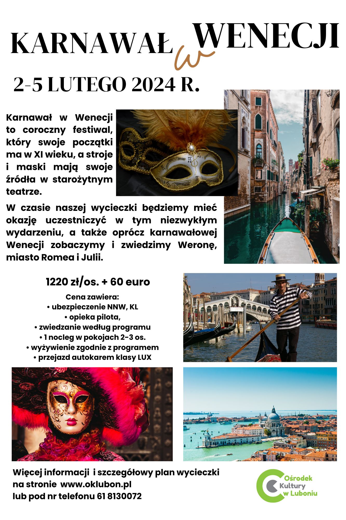 Plakat informujący o wycieczce do Wenecji - informacje powtórzone w artykule