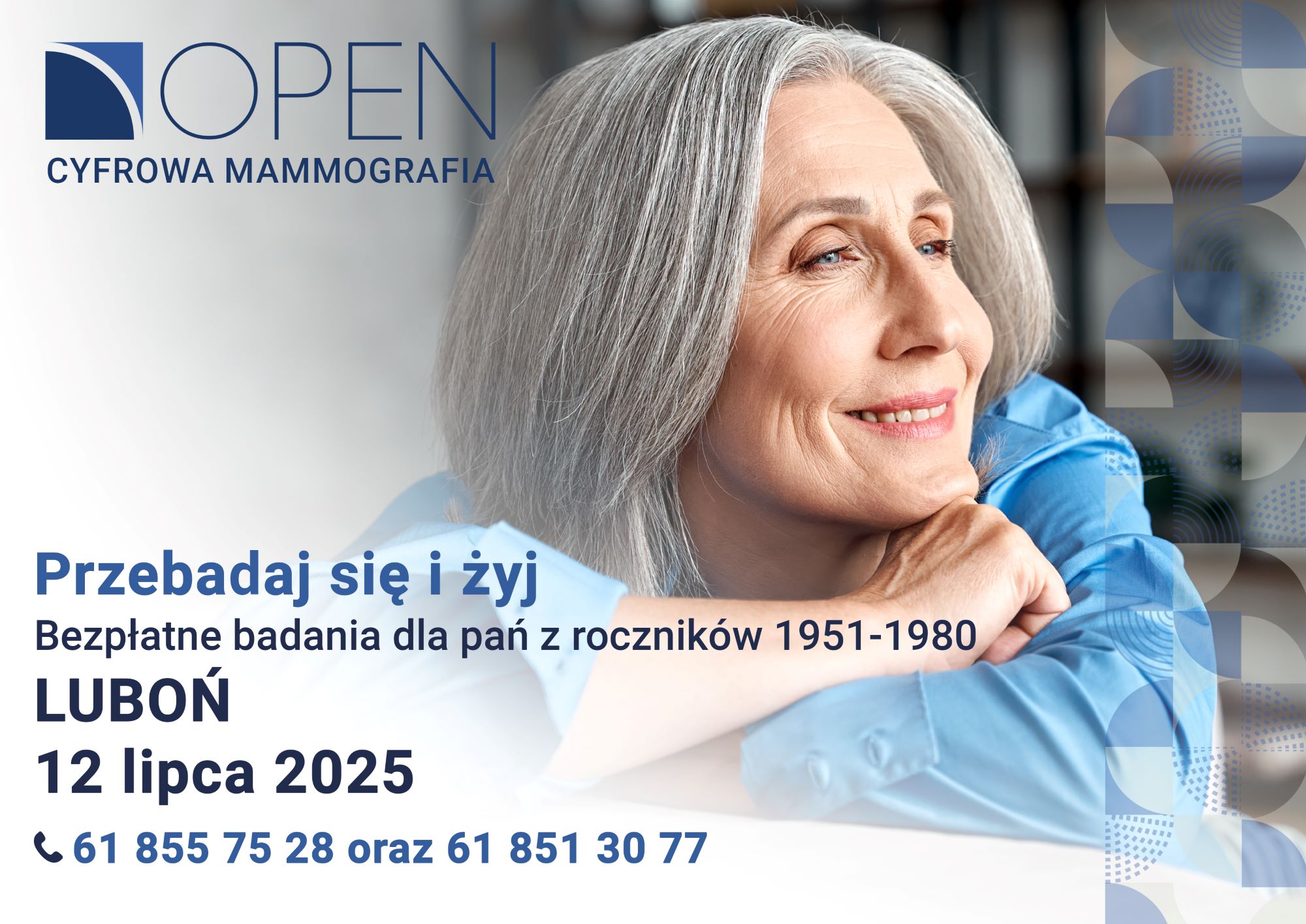 plakat informujący o bezpłatnych badaniach mammograficznych - informacje powt&oacute;rzone w artykule