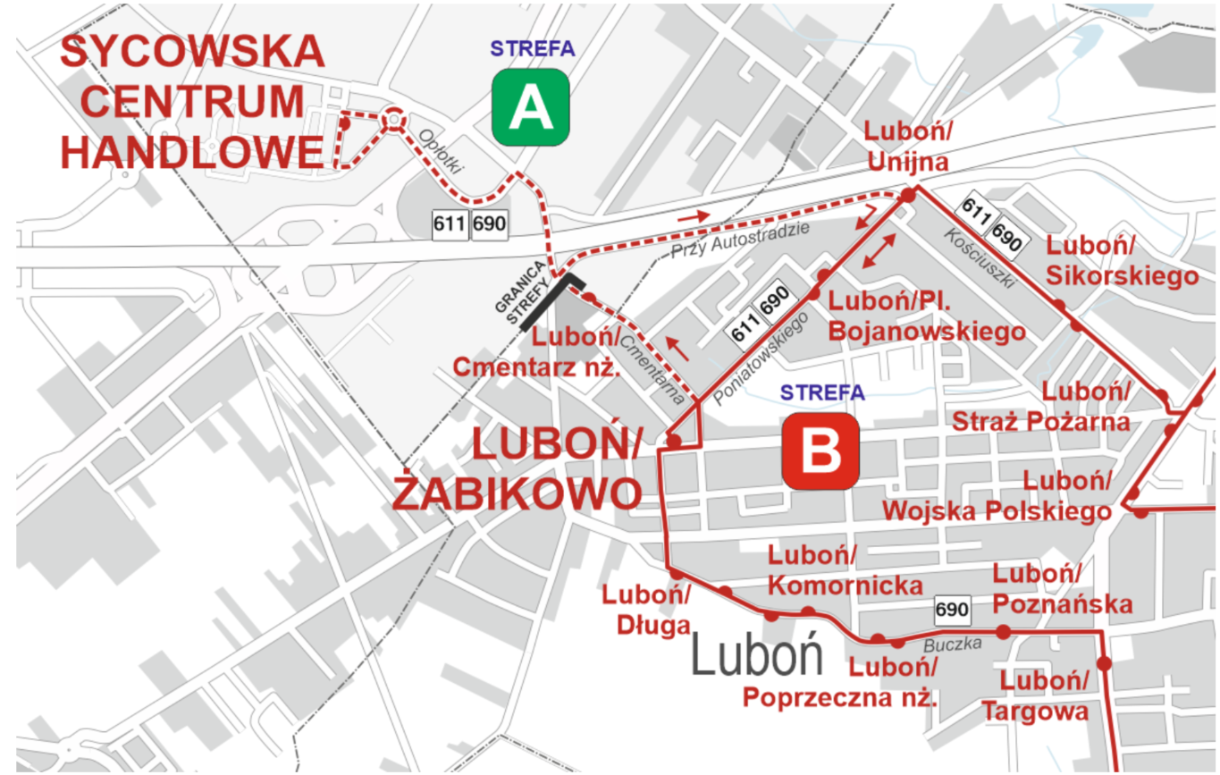 zmiany w komunikacji miejskiej w Luboniu w dniach 30.10, 31.10 oraz 2.11.2025 roku