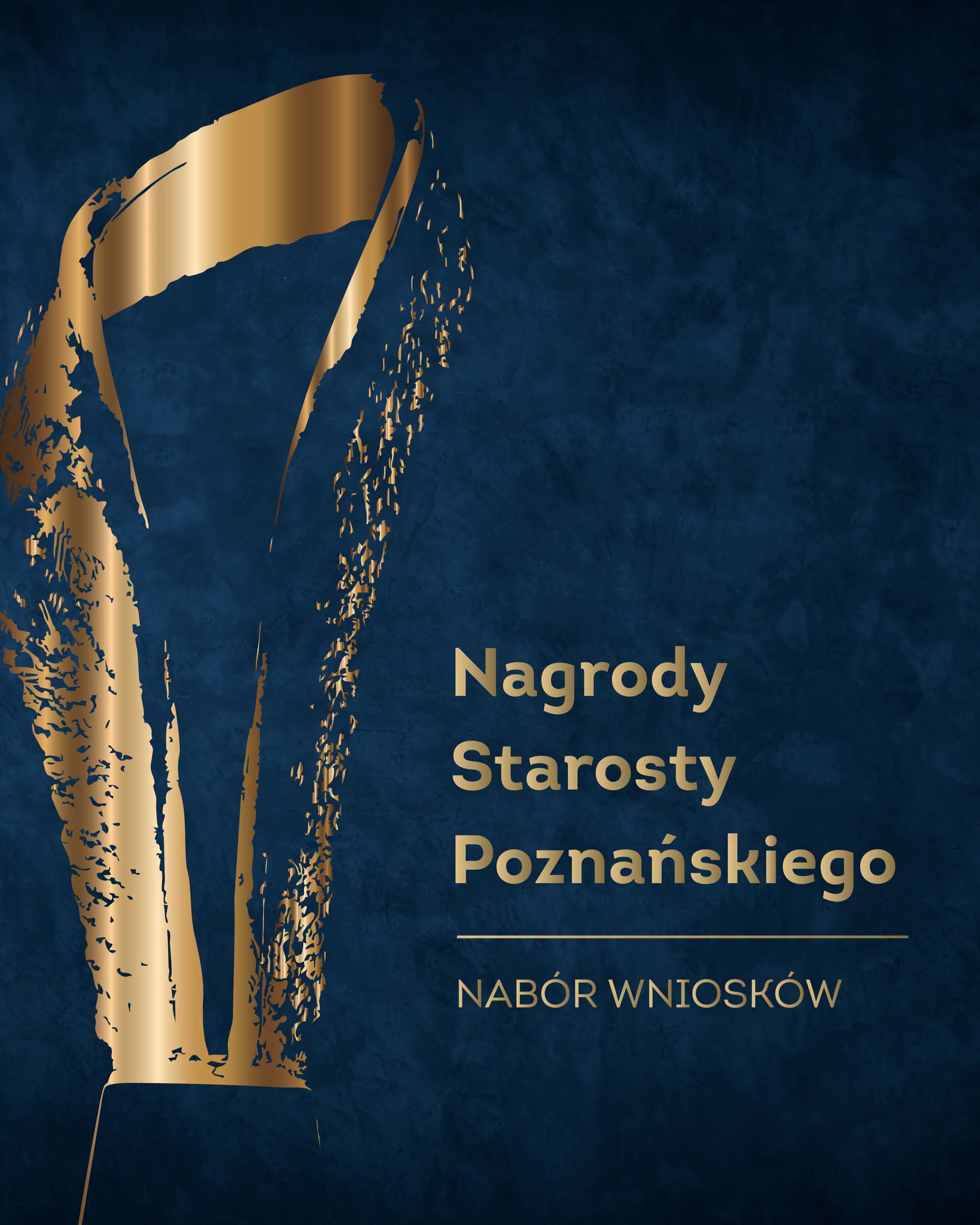 grafika przedstawiająca napis "Nagroda Starosty Poznańskiego" wraz wizualizacją statuetki jaką otrzymują osoby nagrodzone w konkursie starosty pooznańskiego