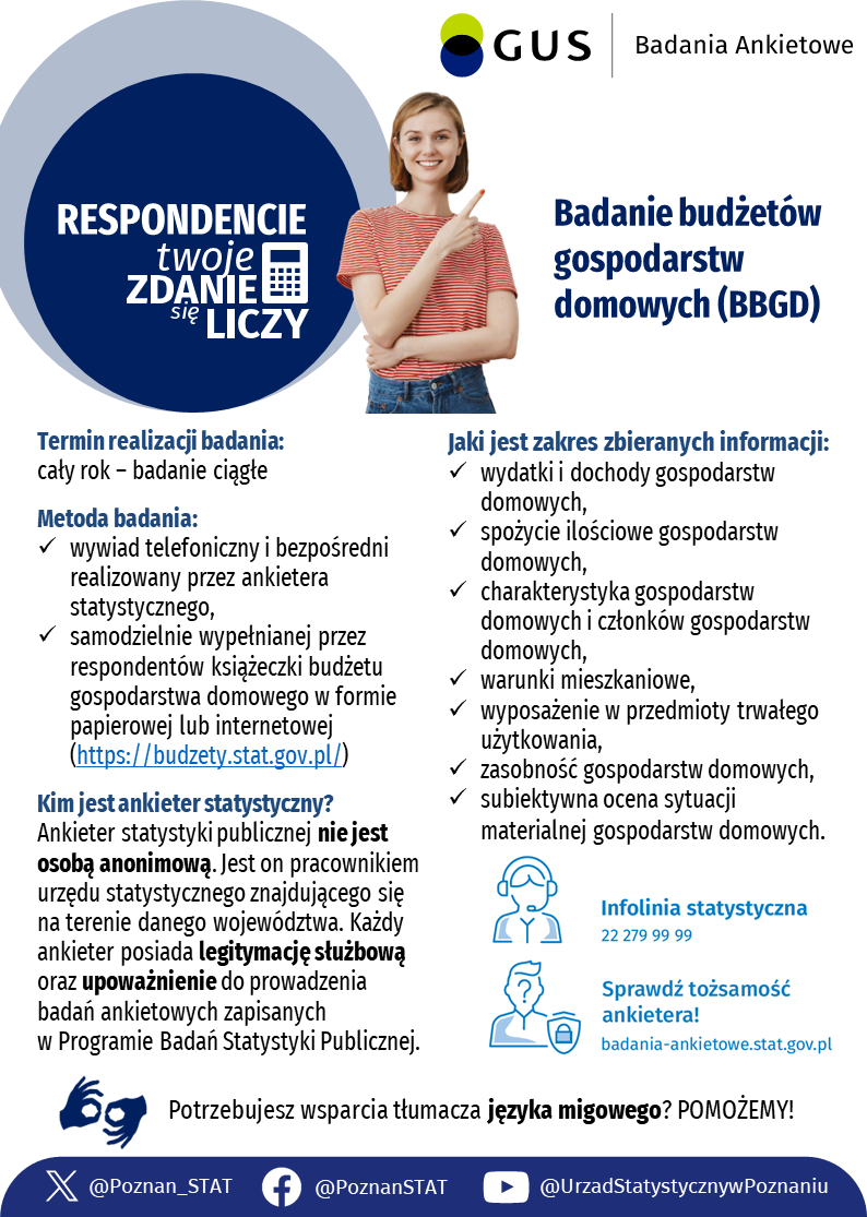 plakat informujący o badaniu budżetu gospodarstw domowych - informacje powtórzone w artykule
