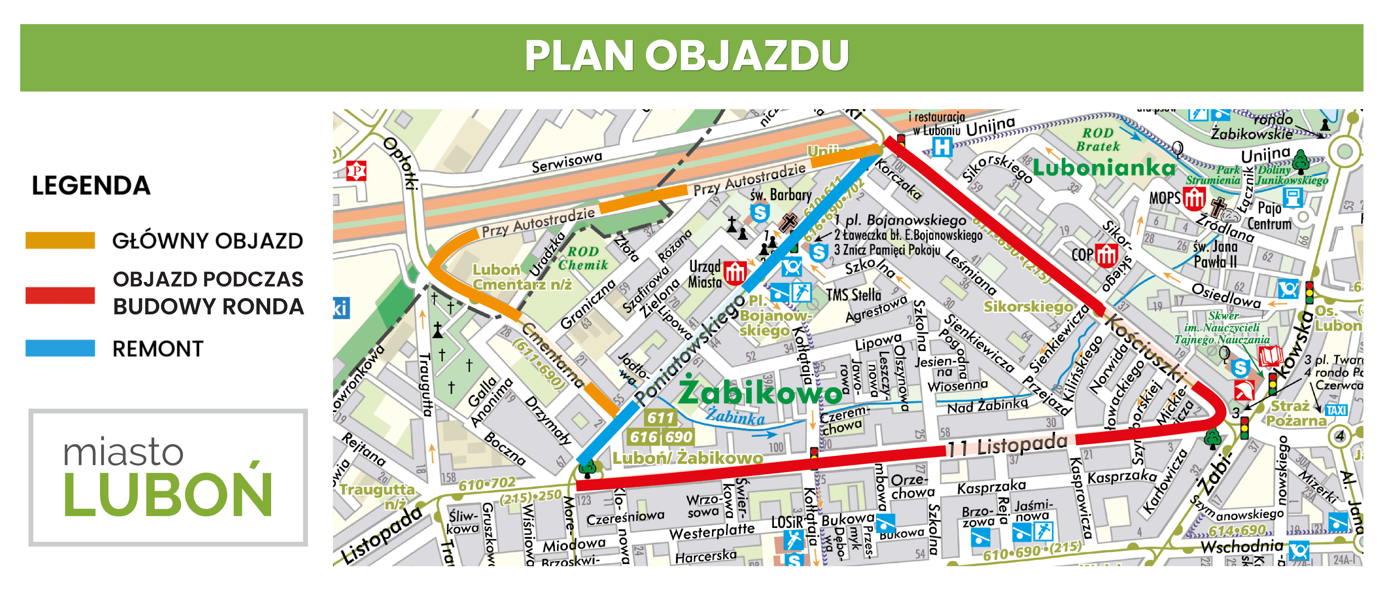 Plan objazdu w związku z budową ul. Poniatowskiego