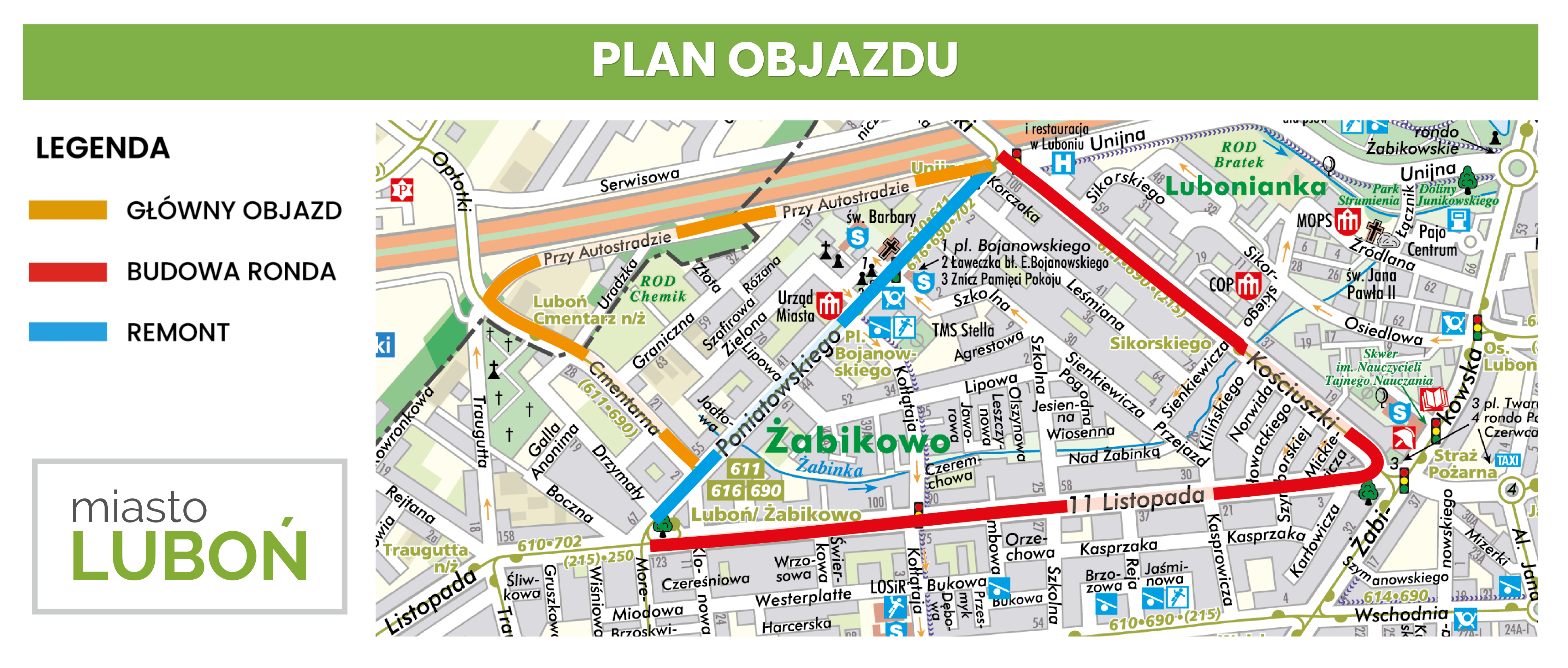 Plan objazdu w związku z budową ul. Poniatowskiego