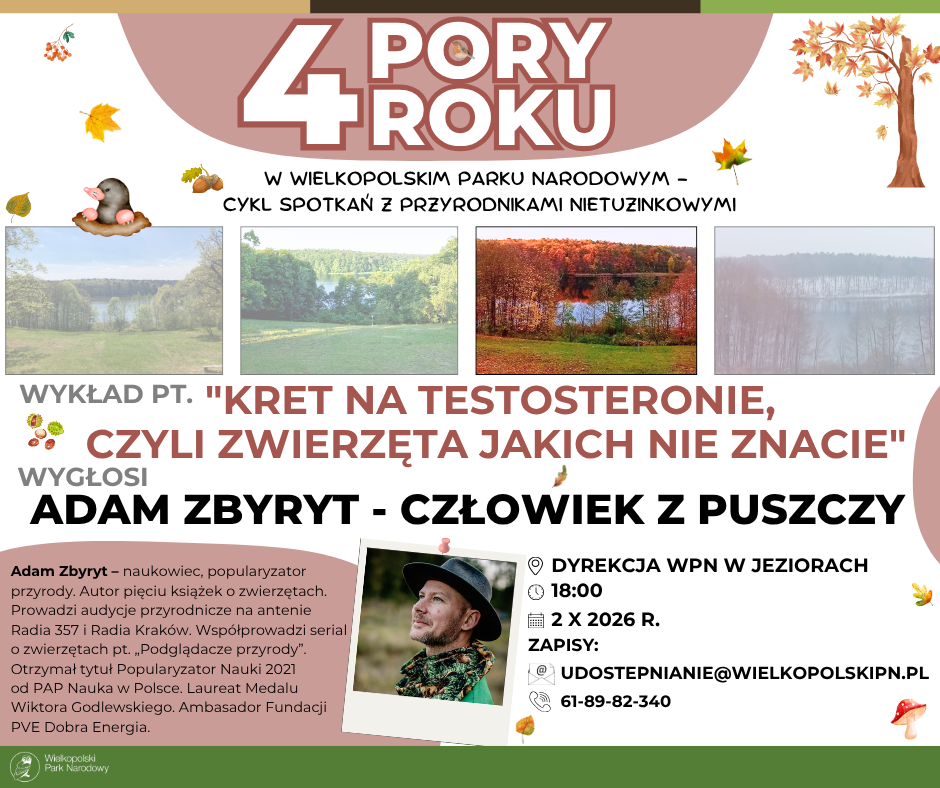 plakat informujący o wydarzeniu w Wielkopolskim Parku Narodowym - informacje powtórzone w artykule